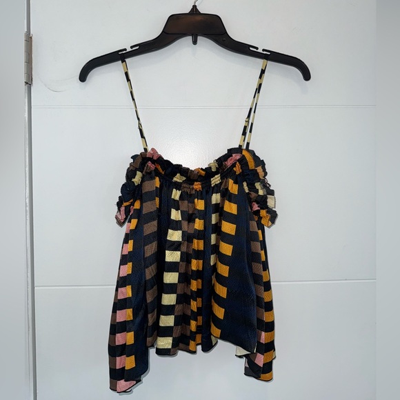 Apiece Apart Sanna Silk Cropped Camisole Checkered Satin Revolve 4 - Picture 4 of 6